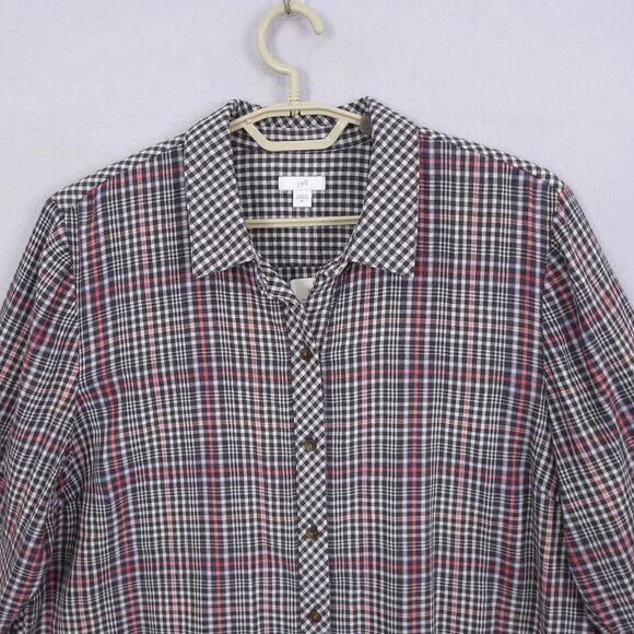 J. Jill Button Down Shirt Top Blouse Tunic Size XL Plaid Check Western NEW - Picture 13 of 16